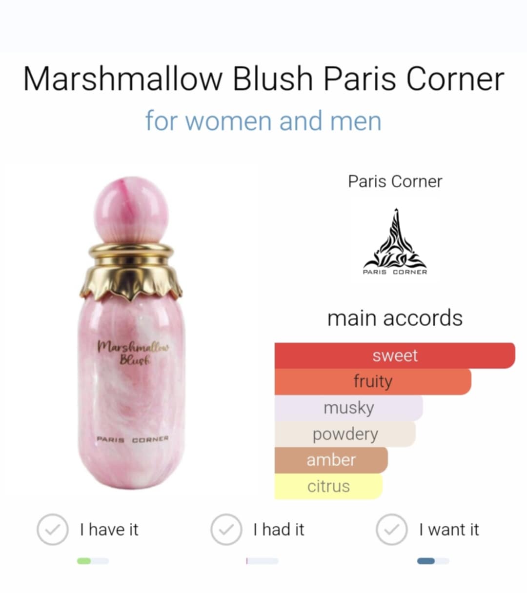 MARSHMALLOW BLUSH 100ML EDP BY PARIS CORNER (Inspired By KAYALI MARSHMALLOW)